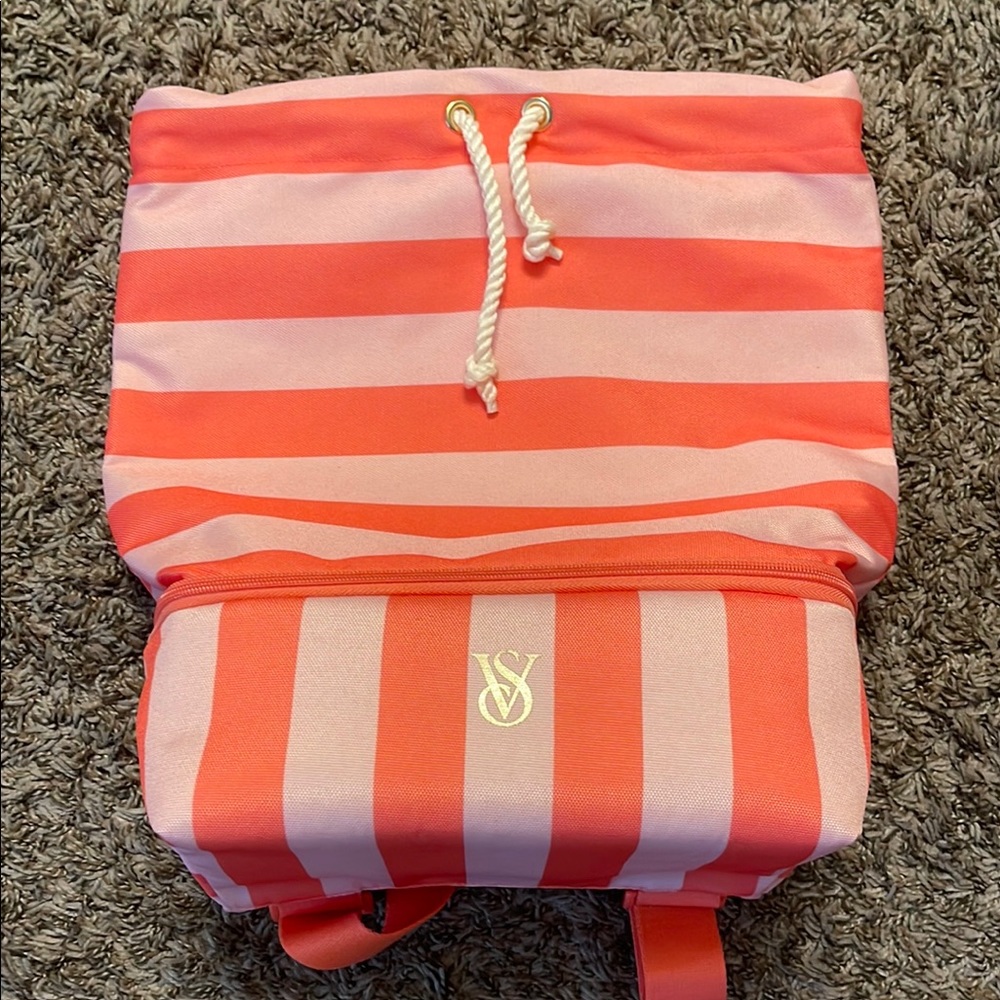Victoria's Secret Coral and Pink Striped Cooler Backpack